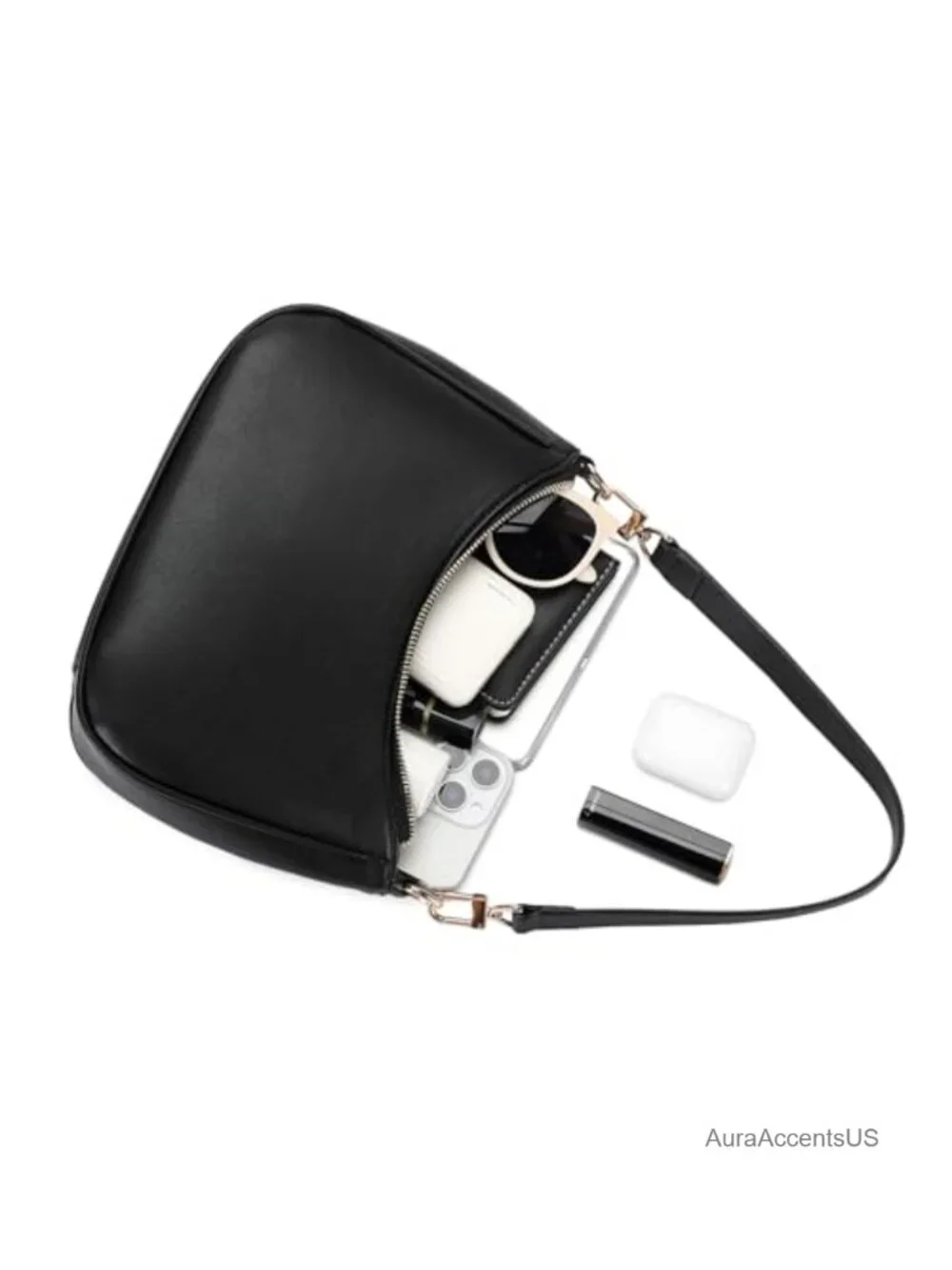 Shoulder Bag Hobo Tote Handbag Mini Clutch Purse PU Leather Zipper